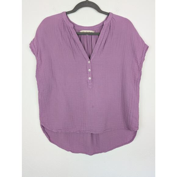 Xirena Top Gauzy Blouse Henley Boho Spring Summer Lightweight Purple Size XS - Picture 2 of 11